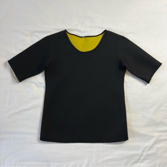 Sauna Suit T-Shirt XXL Stretchy Short Sleeve Black Workout Fat Burning Top - Picture 2 of 7